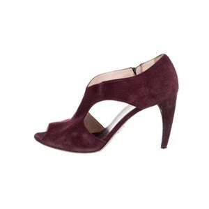 Prada Burgundy Suede Peep-Toe Heels